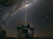 In mid-August 2010 ESO Photo Ambassador Yuri Beletsky snapped this amazing photo at ESO’s Paranal Observatory. A group of astronomers were observing the centre of the Milky Way using the laser guide star facility at Yepun, one of the four Unit Telescopes 