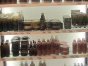 English: shelf with body shop products