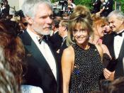 Ted Turner and Jane Fonda on the red carpet at the 1992 Emmy Awards