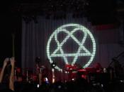 H.I.M. concert at Milano (Milan). Heartagram is clearly shown.