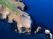 English: Aerial photo: Anacapa Island Lighthouse in the Santa Barbara Channel Islands, California.