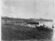 Victoria Bridge over the Brisbane River during the floods, February 1896