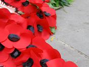 Wreaths of artificial poppies used as a symbol of remembrance