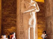 A statue of Ramesses II in the main corridor of his temple in Abu Simbel, Egypt