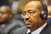 English: Omar Hassan Ahmad al-Bashir, the president of Sudan, listens to a speech during the opening of the 20th session of The New Partnership for Africa's Development in Addis Ababa, Ethiopia, Jan. 31, 2009.