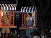 English: Actors acting up a Yiddish play at Rothschild Blvd. Taken at the 
