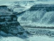 Snow covered cliffs of Snake River Canyon, Idaho, managed by the Boise District of the BLM