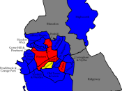 English: A map of the results of the 2007 Swindon Council election. Colour legend by wards won: Conservative party Labour party Liberal Democrats Wards in grey were not contested in 2007.