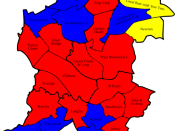 English: A map of the results of the 2008 Sandwell Council election. Colour legend by wards won: Labour party Conservative party Liberal Democrats