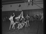 Bridgeport community youth conference, basketball game, circa 1950