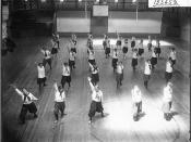 Women's physical education exhibition in Herron Gymnasium 1916