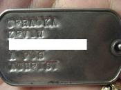 English: Military dog tags with religious (belief system) designation: ATHEIST. Dog tags posted on Flickr by sister of military member and uploaded to wikipedia with permission of both the member and his sister.