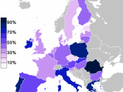 The map shows the results of a Eurobarometer poll conducted in 2005. Available here.