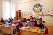 English: Dunya School students in a classroom
