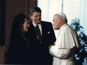 President Ronald Reagan and First Lady Nancy Reagan with Pope John Paul II, June 7, 1982