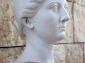 Rome, Ara Pacis museum: cast of a portrait of Livia Drusilla, wife to Augustus. From the collection of casts of busts showing the members of the Julio-Claudian dynasty. The original artwork is exhibited in the Ny Carlsberg Glyptotek (Copenhagen). Picture 