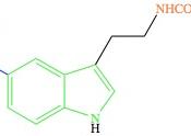English: The structure of melatonin which has an indole ring