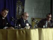 English: Republican candidates Ronald Reagan, left, and George H.W. Bush, right, take part in a debate in Nashua, N.H., moderated by John Breen in 1980.