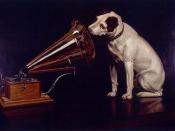 Dog Looking at and Listening to a Phonograph, 
