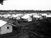 English: Houses in Jonestown, Guyana, 1979.