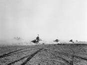 IWM caption : El Alamein 1942: British tanks move up to the battle to engage the German armour after the infantry had cleared gaps in the enemy minefield.