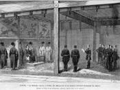 Reception by the Emperor of Japan (Mikado) of the Second French Military Mission to Japan, led by Marquerie, in 1872.