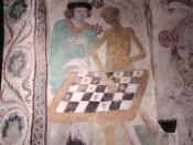 Death playing chess by Albertus Pictor (1440-1507). Täby kyrka, Diocese of Stockholm.