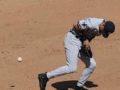 Yankees shortstop Derek Jeter making an error