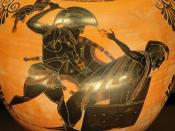 Priam killed by Neoptolemus, son of Achilles, detail of an Attic black-figure amphora, ca. 520 BC–510 BC. From Vulci.