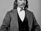 A portrait of Edmond Guerrier. Guerrier was the son of Frenchman William Guerrier and Walks In Sight, a Cheyenne. Guerrier provided testimony to Congressional investigators at Fort Riley, KS in 1865 concerning the Sands Creek Massacre.