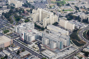 Aerial shot of the LAC+USC Medical Center