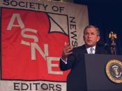 English: President George W. Bush speaking at the annual convention of the American Society of Newspaper Editors.