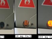English: Flame photometric assessment of calcium ions dissolved in different concentrations. Polski: Oznaczanie jonów wapniowych rozpuszczonych w różnych stężeniach metodą fotometrii płomieniowej.