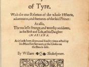 English: Title page of first edition of Wilkins and Shakespeare's Pericles, Prince of Tyre (1609)