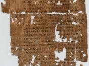 The front side (recto) of Papyrus 1, a New Testament manuscript of the Gospel of Matthew. Most likely originated in Egypt. Also part of the Oxyrhynchus Papyri (P. oxy. 2) Currently housed in: