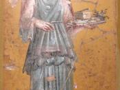 English: Fresco of woman with tray in Villa San Marco of Stabiae