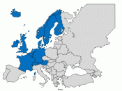 English: Countries of Europe who can be considered historically, geographically and culturally as Western european countries.