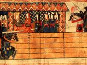 Catalina de Aragon watching Henry VIII of England joust, College of Arms, early 16th century. Catherine of Aragon was the first wife of King Henry VIII. of England.