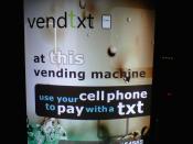 English: Vending machine that accepts payment with mobile phone through through texting(sms)