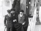 Ayatollah Khomeini returns to Iran after 14 years exile on February 1, 1979. He is helped off the plane by one of the Air France pilots.