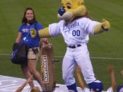 English: Sluggerrr, mascot of the Kansas City Royals of Major League Baseball.