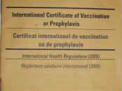 English: A photograph of a certificate of vaccination as required to prove that someone has been vaccinated against yellow fever