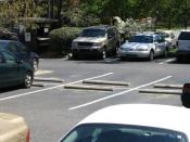 English: Photo of parking spaces in an American Parking lot in Chapel Hill, North Carolina.
