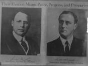 Poster for U.S. Democratic Party nominees for President and Vice President of the United States in 1920-- James M. Cox for President and Franklin D. Roosevelt for Vice-President.