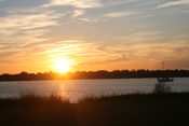 English: The Ashley River at sunset. Photo taken at Brittlebank Park in Charleston.