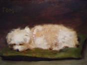 Picture of a dog, Inscribed Tom - to my mother- this portrait of my companion, Charles Sprague Pearce Oil on Panel 9 5/8in x 13 1/8in.