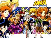 To the left, the original main characters, Asrial, Jeremy, and Ichi-kun. To the right the current cast, centred around Ricky Feeple