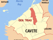 Map of Cavite showing the location of General Trias.