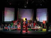 A production of Godspell performed on a 3/4 thrust stage
