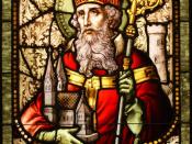 English: Saint Patrick stained glass window from Cathedral of Christ the Light, Oakland, CA.